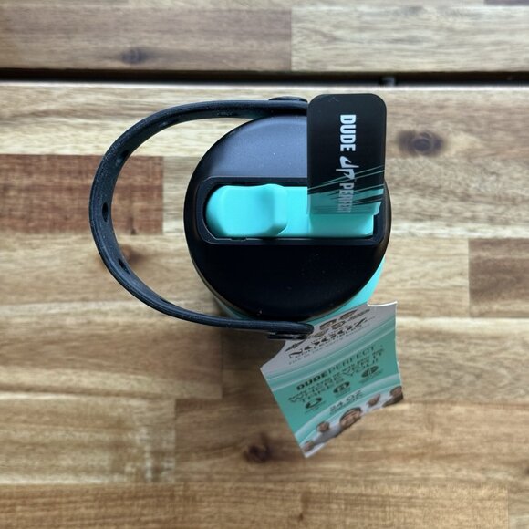 NWT Dude Perfect 24oz Water Bottle Teal w Handle & Leakproof Lid Missing Charms - Picture 5 of 12